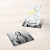 ラコタのリーダー座るブル先住民アメリカインディアン スクエアペーパーコースター (インサイチュ)