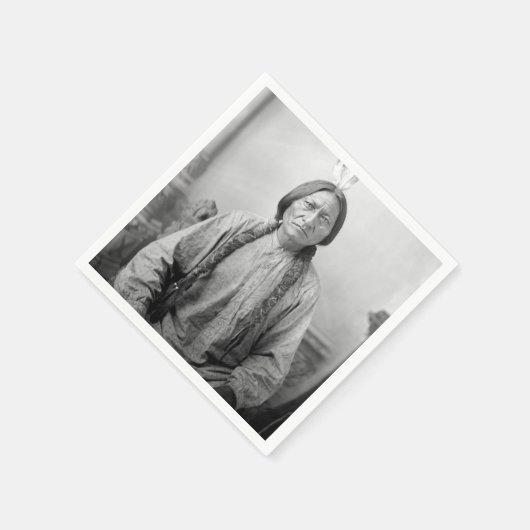 ラコタのリーダー座るブル先住民アメリカインディアン スタンダードカクテルナプキン (角)