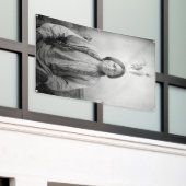 ラコタのリーダー座るブル先住民アメリカインディアン 横断幕 (ビルの外側)