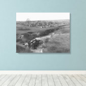 ラコタインディアンキャンプアットザホワイトクレイ キャンバスプリント (インサイチュ (ウッドフロア))