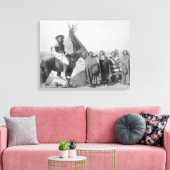 ラコタ族の女性と乳児と男の馬 キャンバスプリント (インサイチュ (リビング))