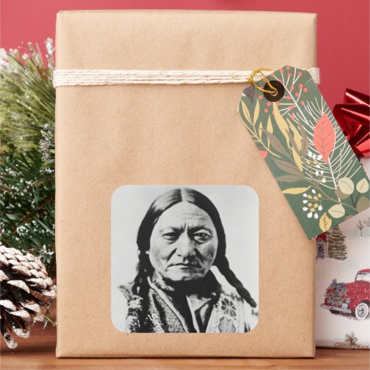 ラコタ首席降伏：座るブルフォートブフォード スクエアシール (クリスマス)