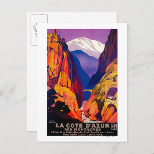 ラコートダジュールヴィンテージポスターヨーロッパ ポストカード (正面/裏面)