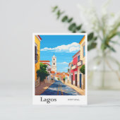 ラゴスポルトガルアートヴィンテージトラベルイラストレーション ポストカード (スタンド正面)