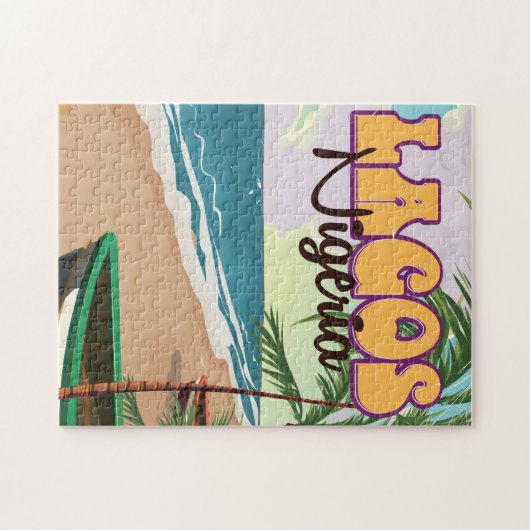 ラゴス，ナイジェリアのヴィンテージ旅行ポスター ジグソーパズル (横)