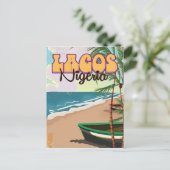 ラゴス，ナイジェリアのヴィンテージ旅行ポスター ポストカード (スタンド正面)