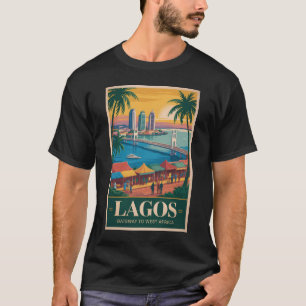 ラゴス ナイジェリア イラスト 旅行 アート ヴィンテージ Tシャツ