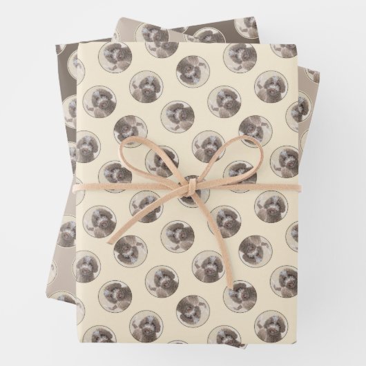 ラゴットロマグノロ絵を描の可愛いオリジナルドッグアート ラッピングペーパーシート (インサイチュ)