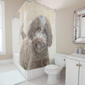 ラゴットロマグノロ絵画ーズ – かわいいオリジナルドッグアート シャワーカーテン (インサイチュ)