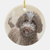 ラゴットロマグノロ絵画ーズ – かわいいオリジナルドッグアート セラミックオーナメント (裏面)