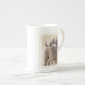 ラゴットロマグノロ絵画ーズ – かわいいオリジナルドッグアート ボーンチャイナマグカップ (正面右)