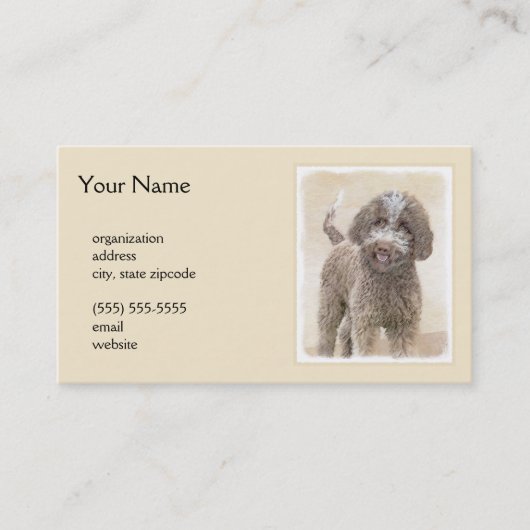 ラゴットロマグノロ絵画ーズ – かわいいオリジナルドッグアート 名刺 (正面)