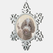 ラゴット·ロマニョ絵画ロズ-かわいいオリジナルのドッグアート スノーフレークピューターオーナメント (右)