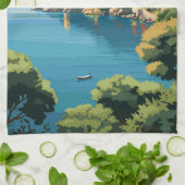 ラゴディガルダイタリア旅行アートヴィンテージ キッチンタオル (折り畳み)