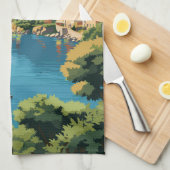 ラゴディガルダイタリア旅行アートヴィンテージ キッチンタオル (四つ折り)