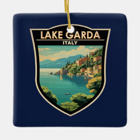 ラゴディガルダイタリア旅行アートヴィンテージ セラミックオーナメント (正面)