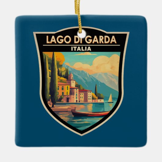 ラゴディガルダイタリア旅行アートヴィンテージ セラミックオーナメント (正面)