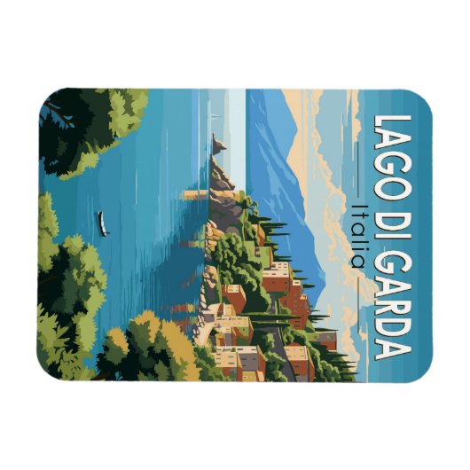 ラゴディガルダイタリア旅行アートヴィンテージ マグネット (横)