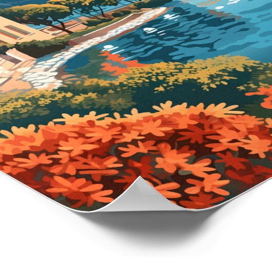 ラゴディコモイタリアトラベルアートヴィンテージ ポスター (角)