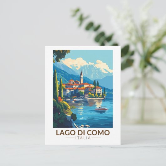 ラゴディコモイタリアロンバルディアトラベルアートヴィンテージ ポストカード (スタンド正面)