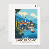 ラゴディコモイタリアロンバルディアトラベルアートヴィンテージ ポストカード (正面/裏面)