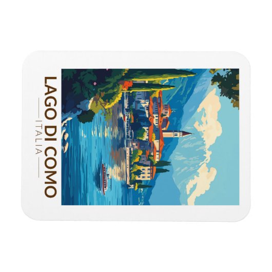 ラゴディコモイタリアロンバルディアトラベルアートヴィンテージ マグネット (横)