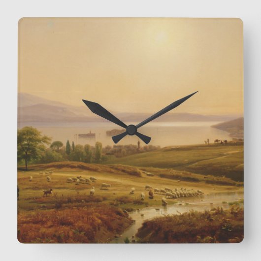 ラゴマッジョーレ朝 スクエア壁時計 (正面)