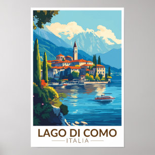 ラゴ・ディ・コモ イタリア ロンバルディア 旅行 アート ヴィンテージ ポスター