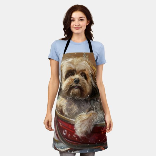 ラサアッソドッグクリスマスフェスティバル エプロン (着用した状態)