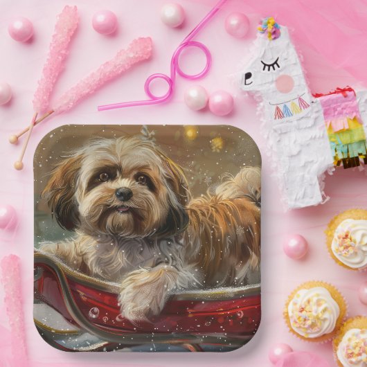 ラサアッソドッグクリスマスフェスティバル ペーパープレート (パーティー)