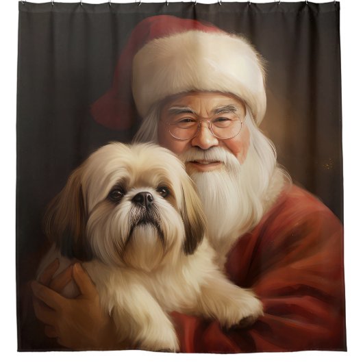 ラサアップソウィズサンタクロースフェスティバルクリスマス シャワーカーテン (正面)