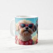 ラサアプソとハートバラバレンタインデー コーヒーマグカップ (正面左)