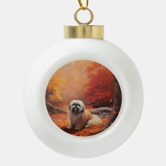 ラサアプソイン紅葉秋インスパイア セラミックボールオーナメント (正面)