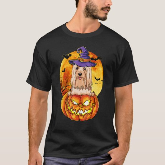 ラサアプソウィッチパンプキンハロウィーンドッグ Tシャツ (正面)
