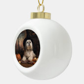 ラサアプソカボンプキンハロウィンホラー セラミックボールオーナメント (右)