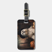 ラサアプソカボンプキンハロウィンホラー ラゲッジタグ (正面縦)