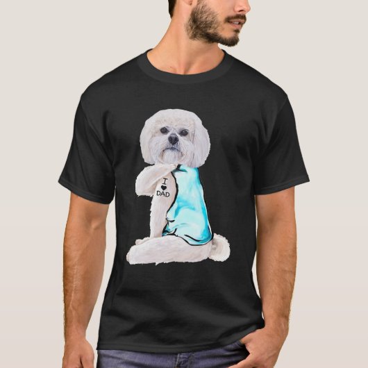 ラサアプソタトゥース私は愛するパパ犬の恋人のギフト Tシャツ (正面)