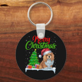 ラサアプソドグクリスマスツリーライトおもしろいクリスマスは行う キーホルダー (正面)