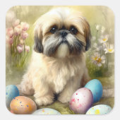 ラサアプソドッグイースターエッグホリデー スクエアシール (正面)