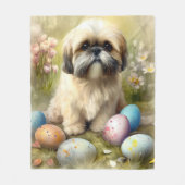 ラサアプソドッグイースターエッグホリデー フリースブランケット (正面)