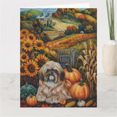 ラサアプソドッグオータムンハーベストサンクスギビング カード (正面)