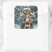 ラサアプソドッグオートバイクリスマスに乗る スクエアシール (バッグ)