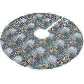 ラサアプソドッグオートバイクリスマスに乗る ブラッシュドポリエステルツリースカート (アングル)