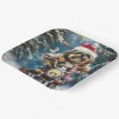 ラサアプソドッグオートバイクリスマスに乗る ペーパープレート (傾斜あり)