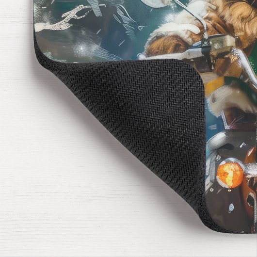 ラサアプソドッグオートバイクリスマスに乗る マウスパッド (コーナー)