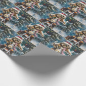 ラサアプソドッグオートバイクリスマスに乗る ラッピングペーパー (角)