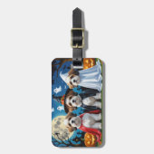 ラサアプソドッグスパンプキンハロウィンおもしろい ラゲッジタグ (正面縦)