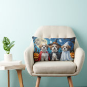 ラサアプソドッグスパンプキンハロウィンおもしろい ランバークッション (椅子)