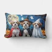 ラサアプソドッグスパンプキンハロウィンおもしろい ランバークッション (正面)