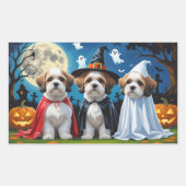 ラサアプソドッグスパンプキンハロウィンおもしろい 長方形シール (正面)